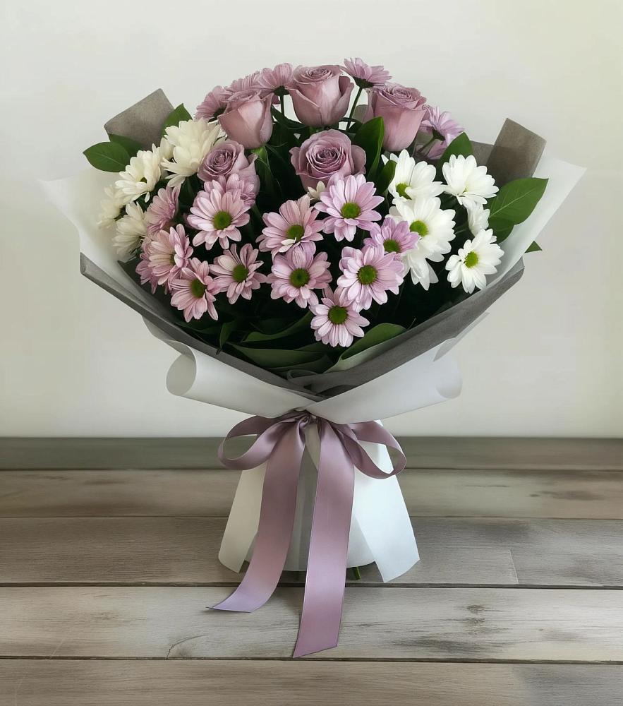 Букет цветов из: Хризантемы и Розы в Горбатовке