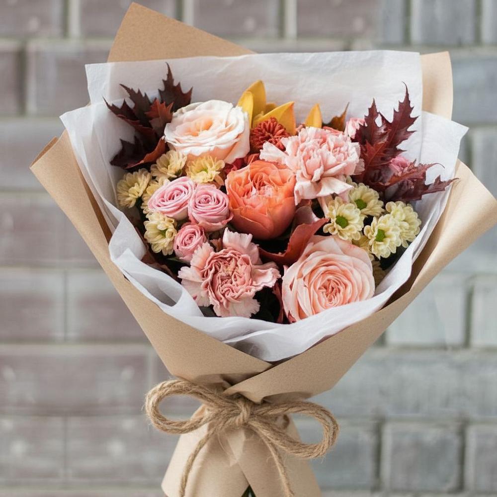 Букет цветов из: Гвоздики, Хризантемы и Розы в Горбатовке