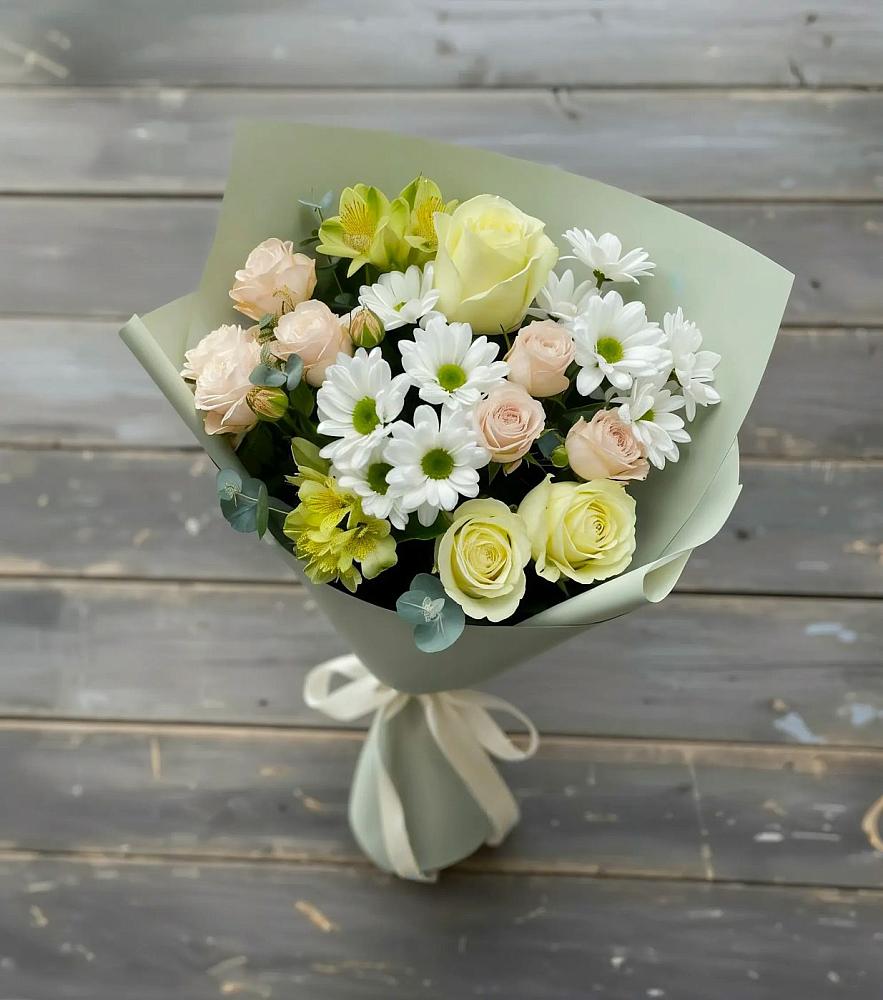 Букет цветов из: Альстромерии, Розы и Хризантемы в Горбатовке