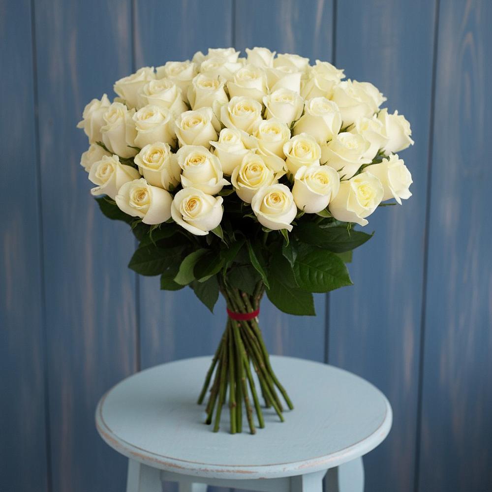 Букет 51 Белая роза Эдлесс Лав в Горбатовке