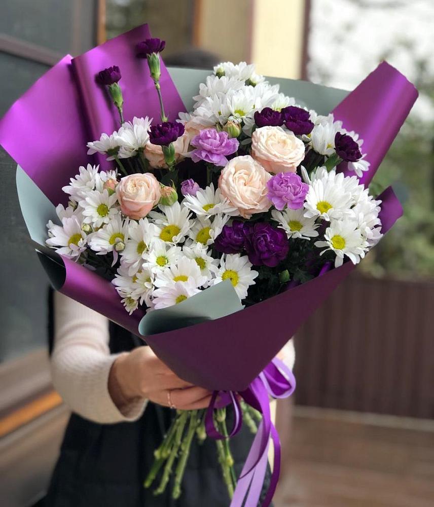 Букет цветов из: Хризантемы, Гвоздики и Розы в Горбатовке