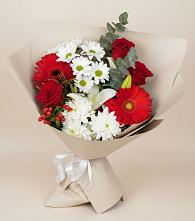 Букет цветов из:  Розы, Хризантемы, Герберы и Лилии в Горбатовке