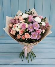 Букет цветов из:  Хризантемы, Розы и Альстромерии в Горбатовке