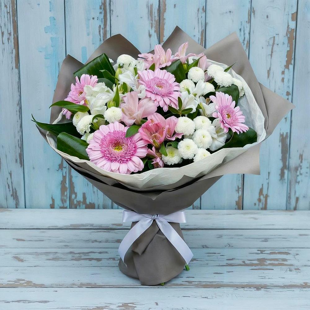 Букет цветов из: Герберы, Альстромерии и Хризантемы в Горбатовке